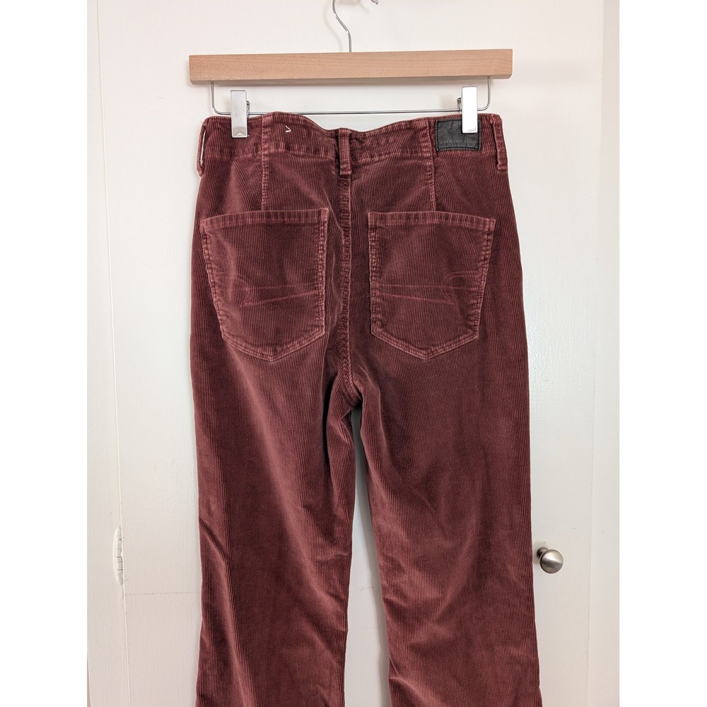 American Eagle Burgundy Corduroy‎ High Rise Flare Pants Button Fly Womens 4S - Picture 8 of 8